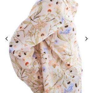 H&M Floral Blouse - Cream with Blue and Pink Accents